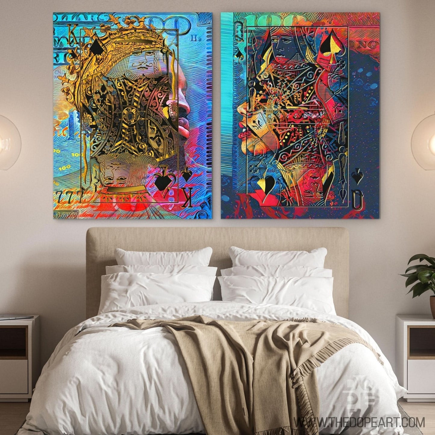 Black King and Queen of Spades - Blue Entrepreneur Canvas Print