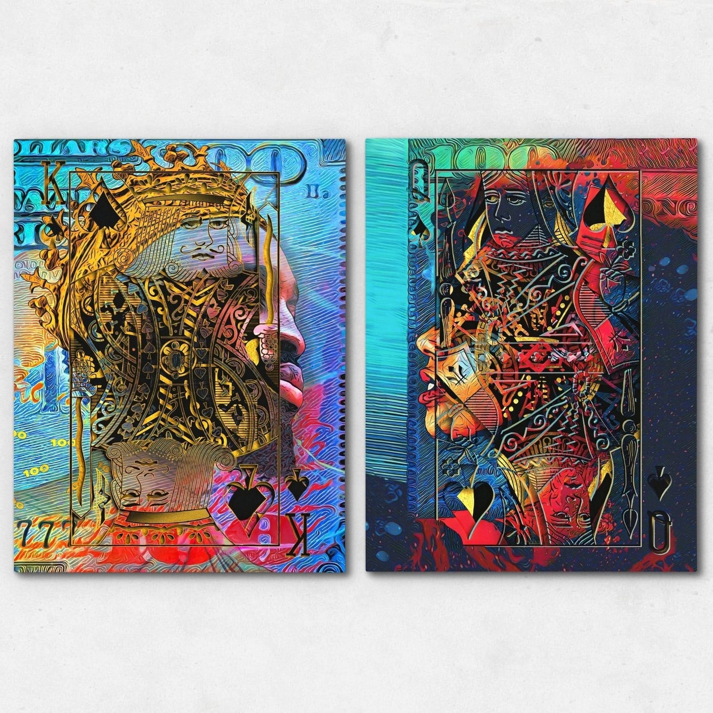 Black King and Queen of Spades - Couples Canvas Wall Art