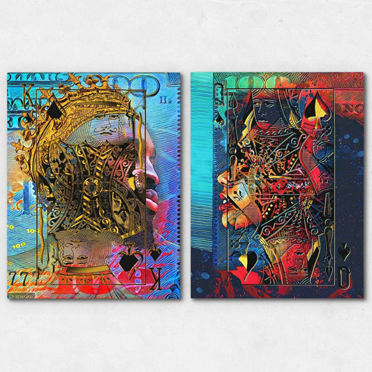 Black King and Queen of Spades - Couples Canvas Wall Art