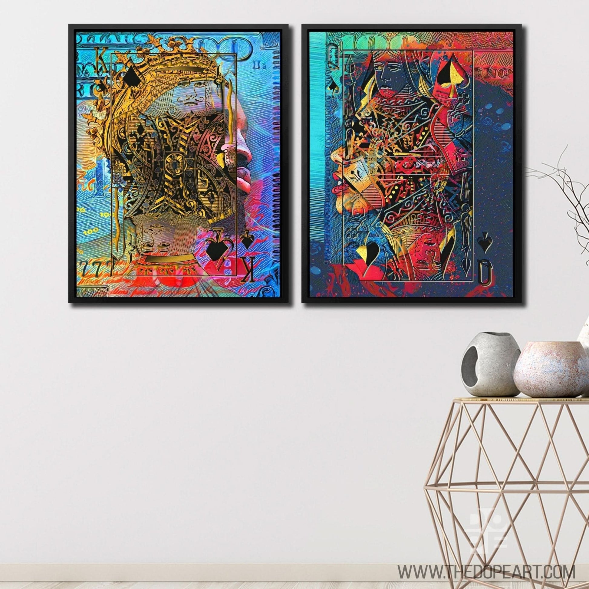Black King and Queen of Spades - Couples Art for Game Room