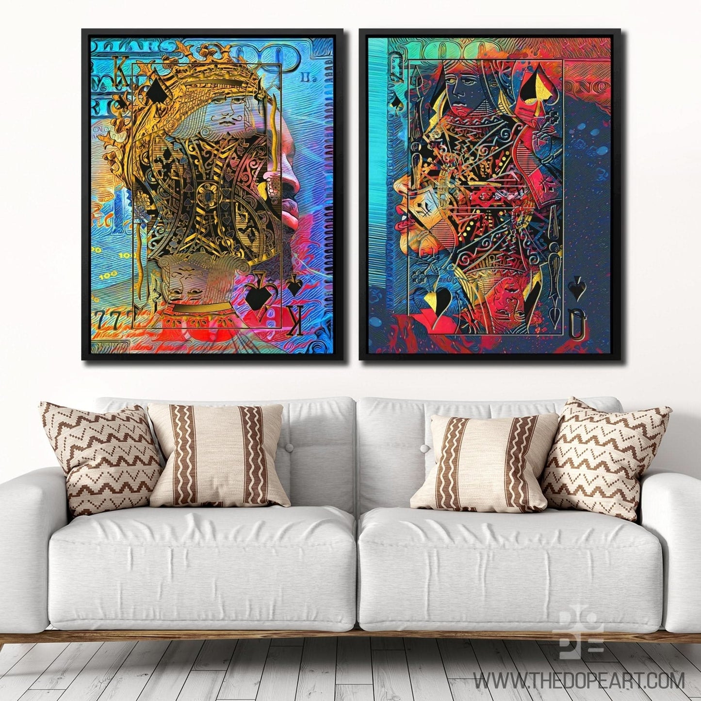 Black King and Queen of Spades - Large Maximalist Canvas Print