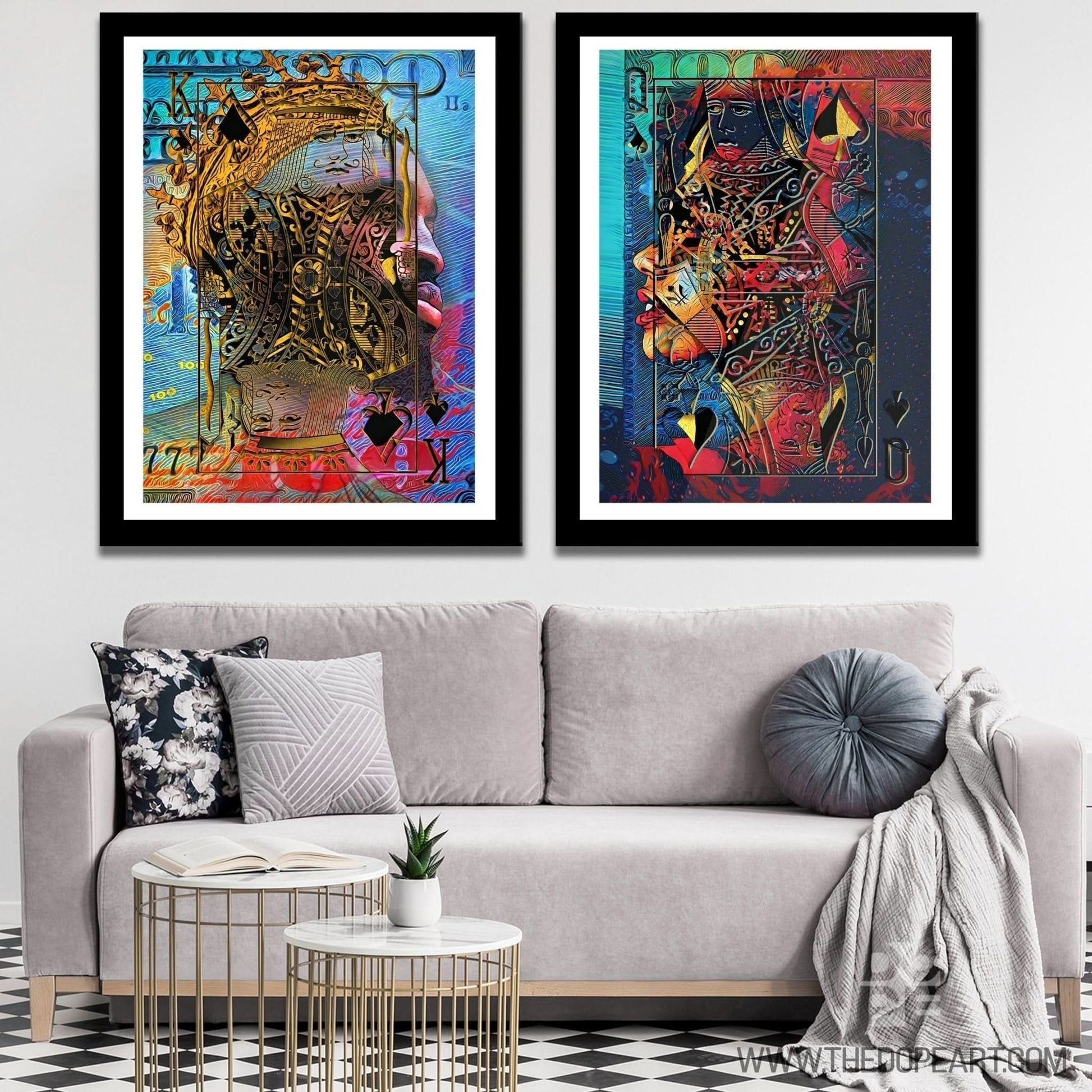 Black King and Queen of Spades Semi-Gloss Prints - Framed Art Print