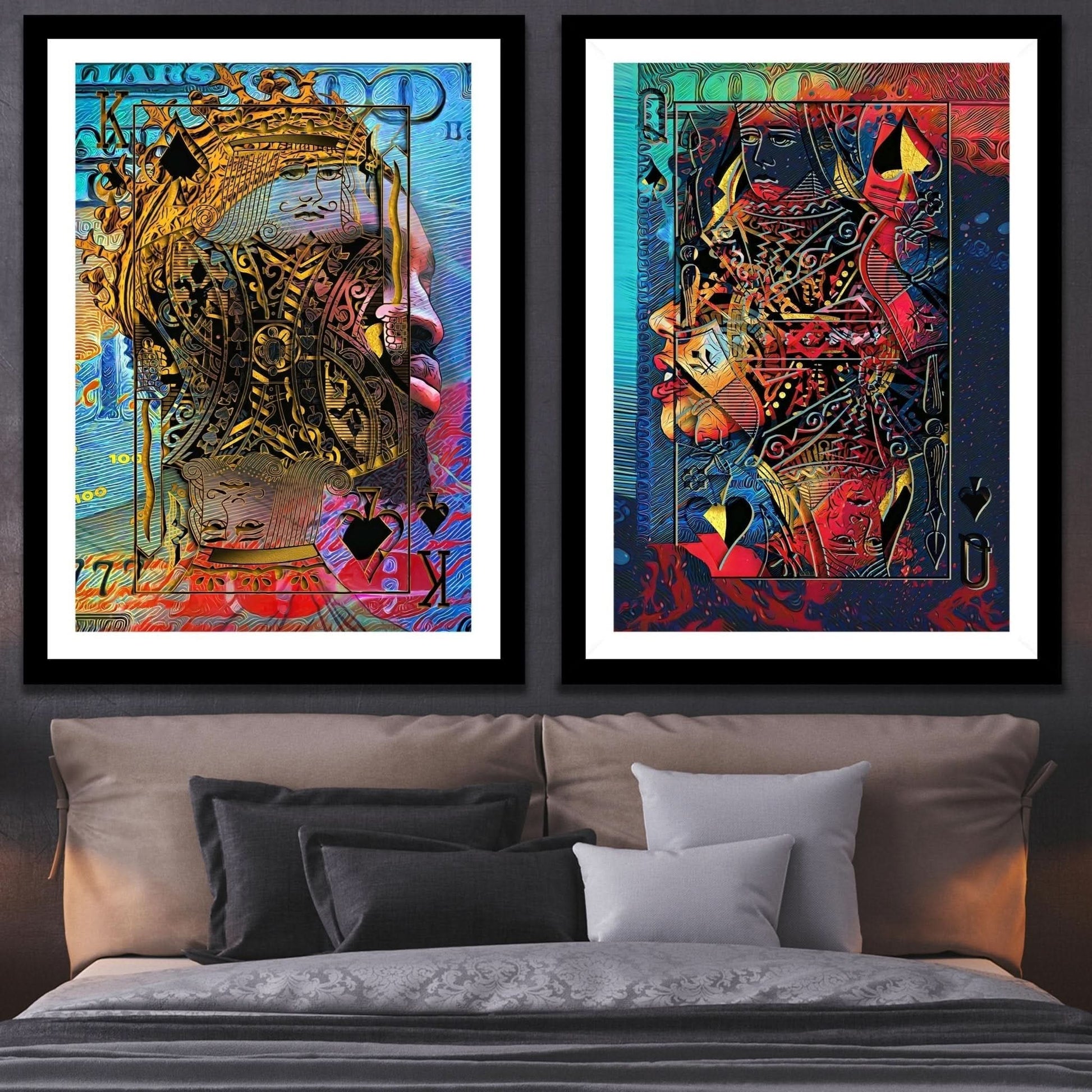 Black King and Queen of Spades Semi-Gloss Prints - Canvas Print