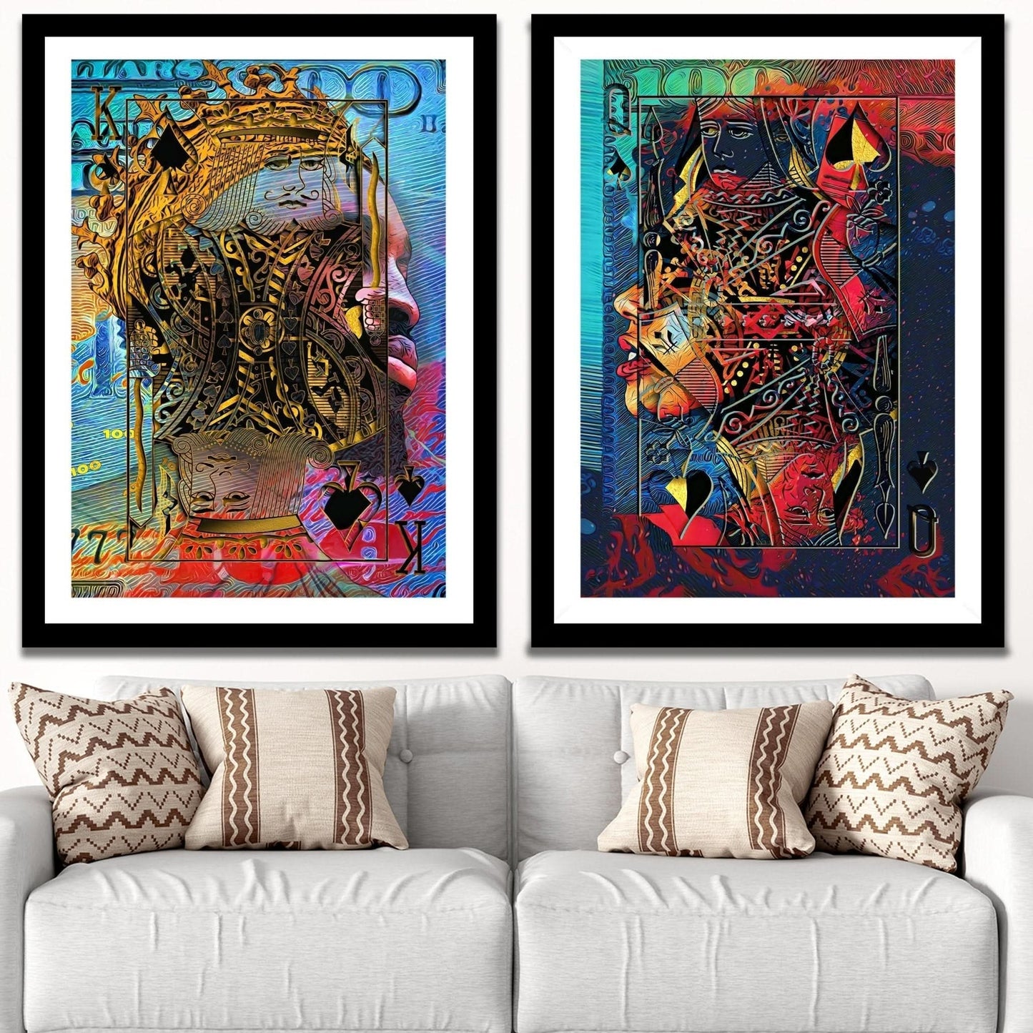 Black King and Queen of Spades Semi-Gloss Prints - Luxury Wall Art