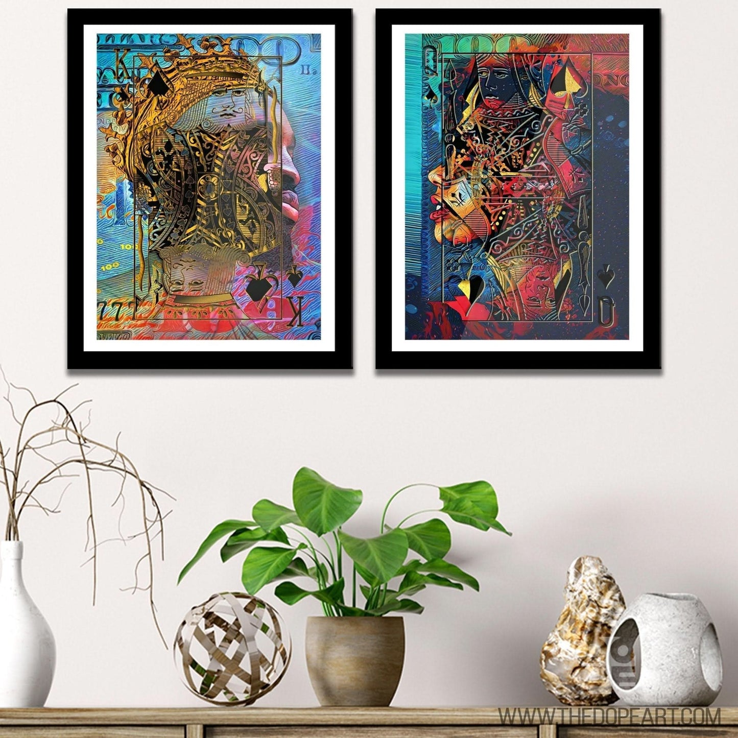 Black King and Queen of Spades Semi-Gloss Prints - Oversized Canvas Wall Art