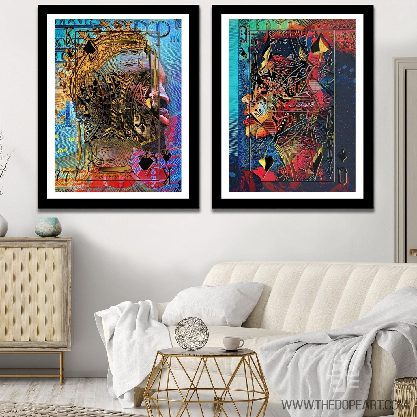 Black King and Queen of Spades Semi-Gloss Prints - Wall Art