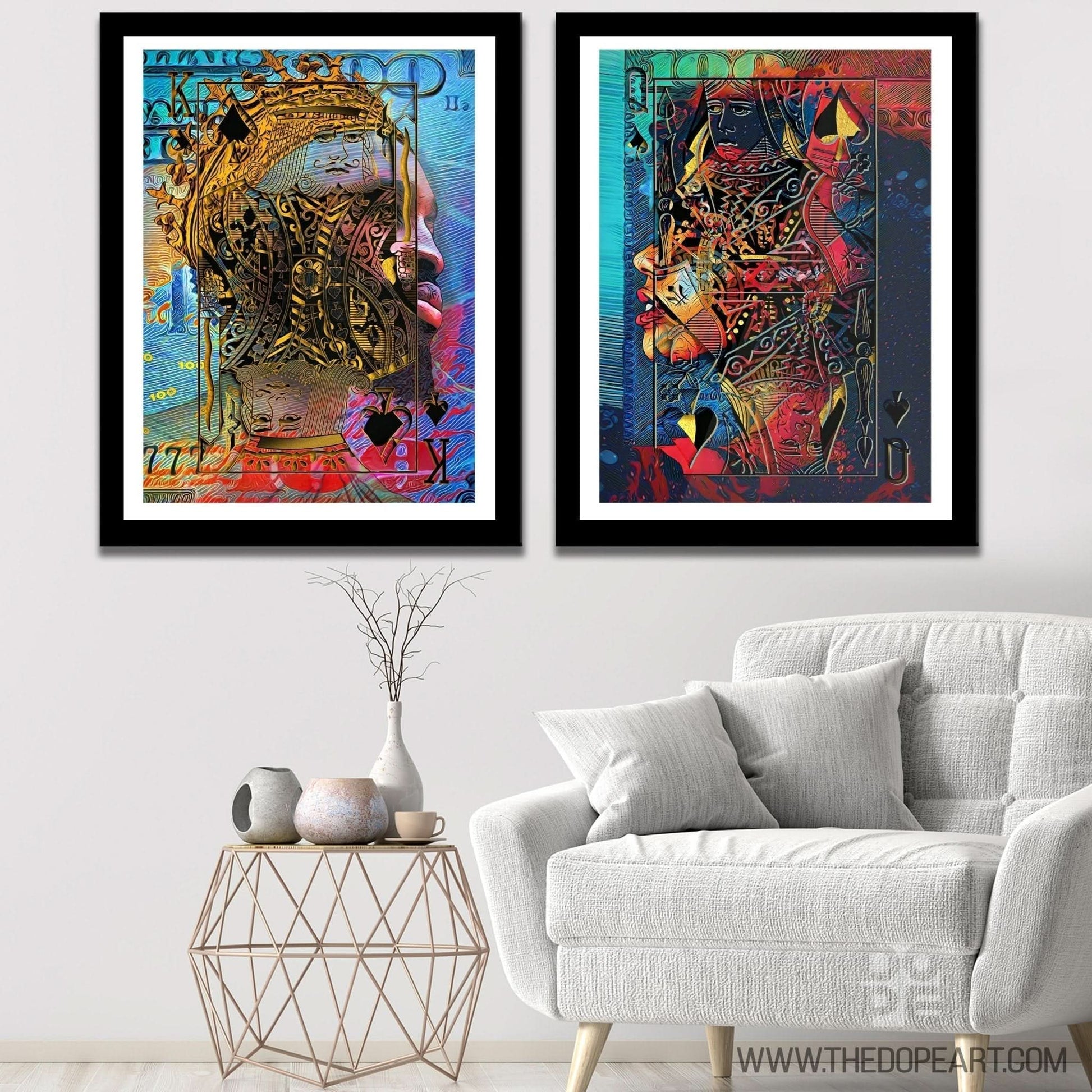 Black King and Queen of Spades Semi-Gloss Prints - Large Canvas Print