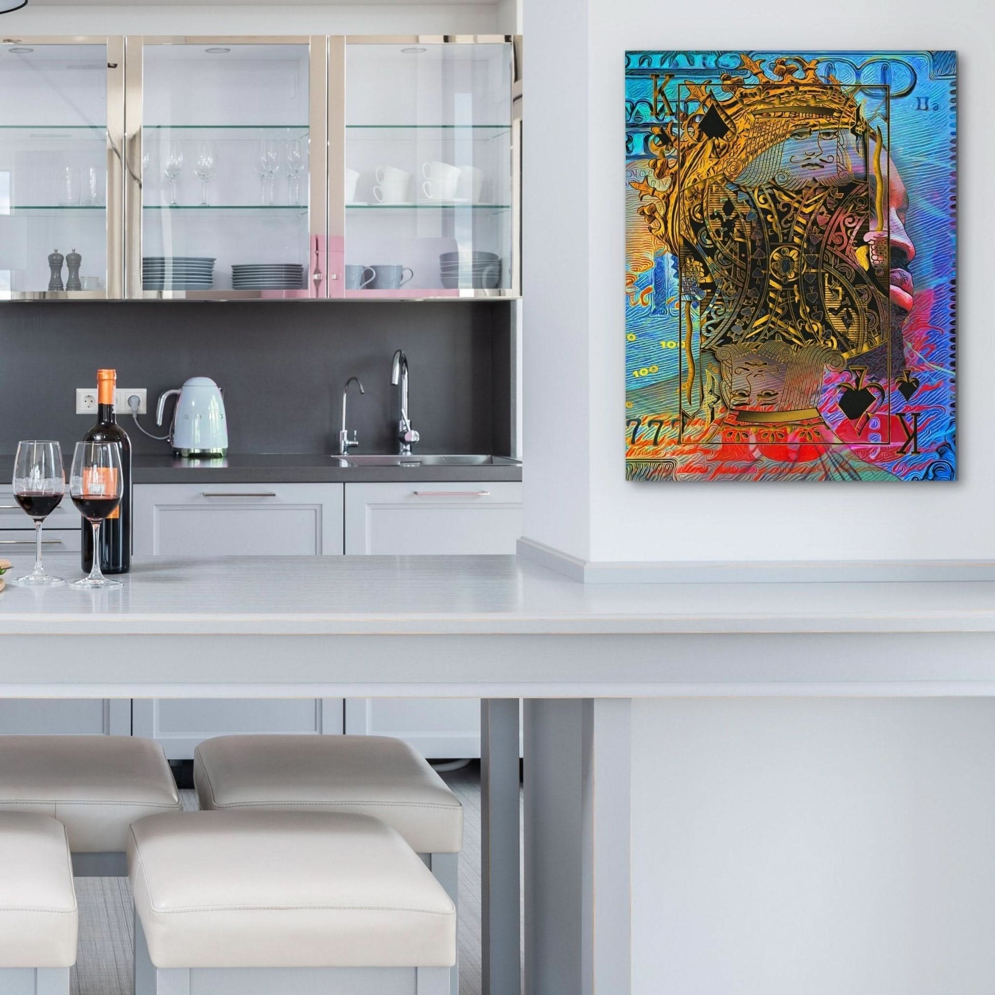 Black King of Spades - Crown Wall Art in Black Frame