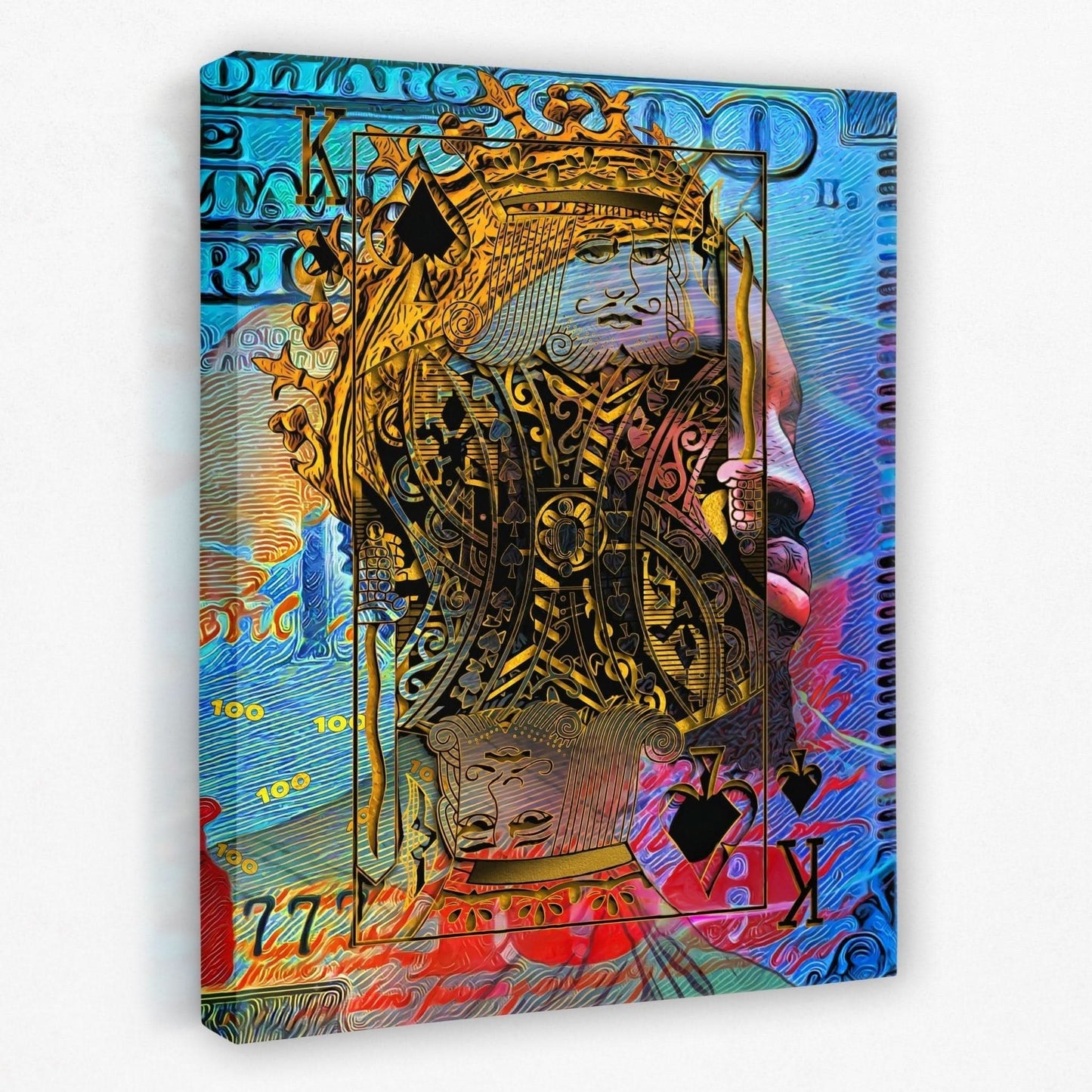 Black King of Spades - Card Canvas Wall Art