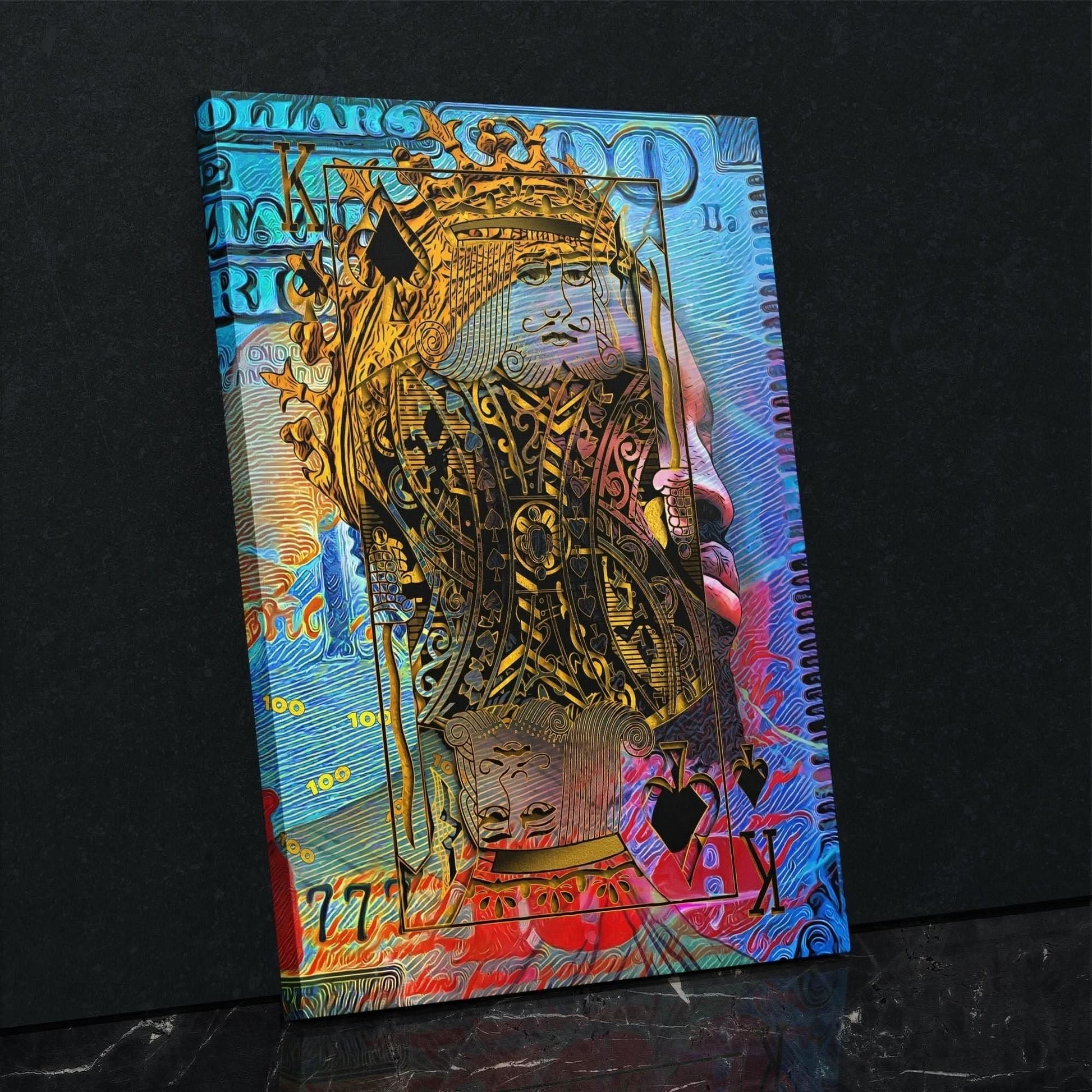 Black King of Spades - Maximalist Wall Art in Black Frame
