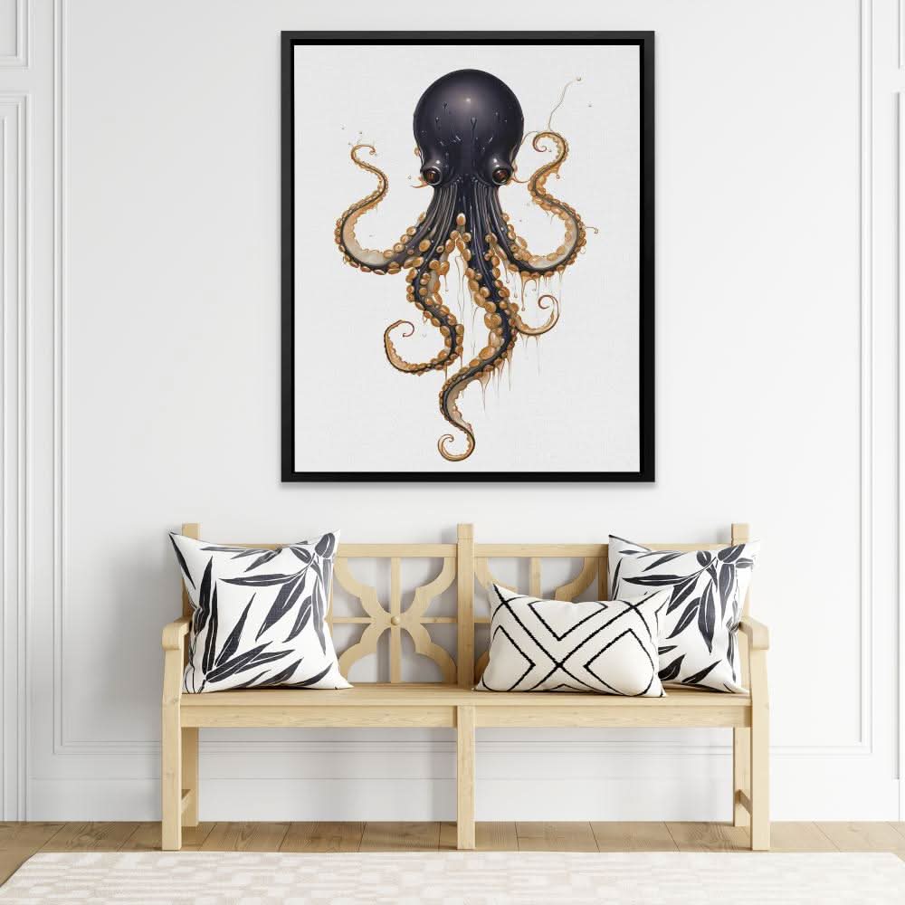 Black Octopus - Wall Art in Black Frame