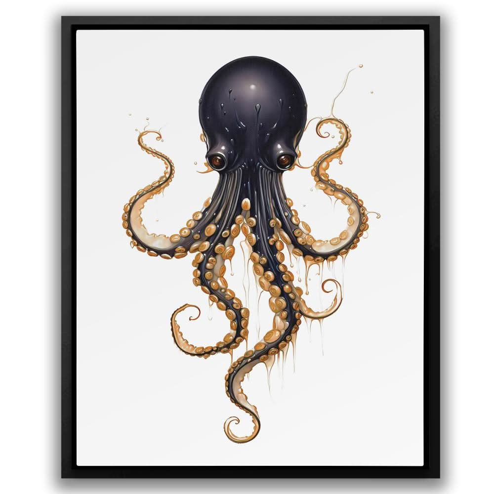 Black Octopus - Ocean Wall Art in Black Frame