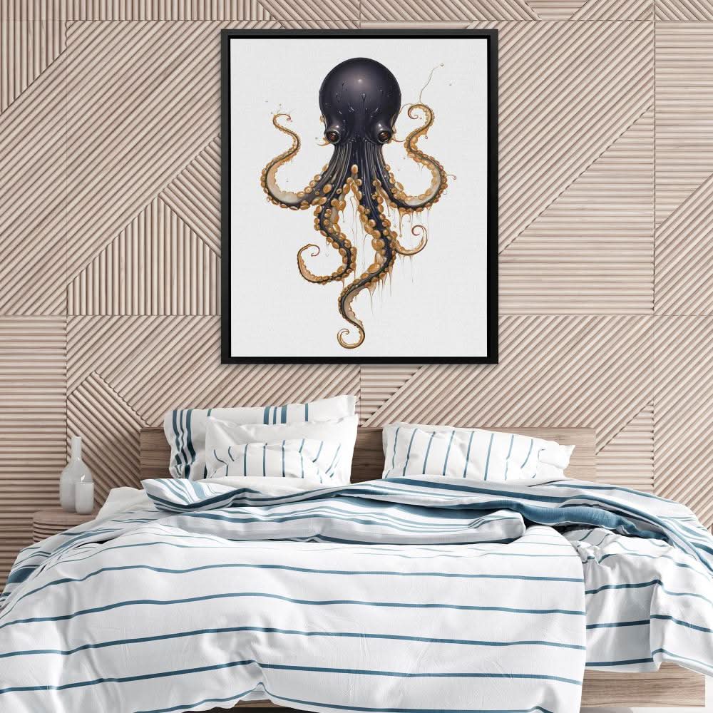 Black Octopus - Black Wall Art