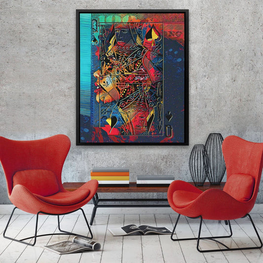 Black Queen of Spades - Maximalist Wall Art in Black Frame