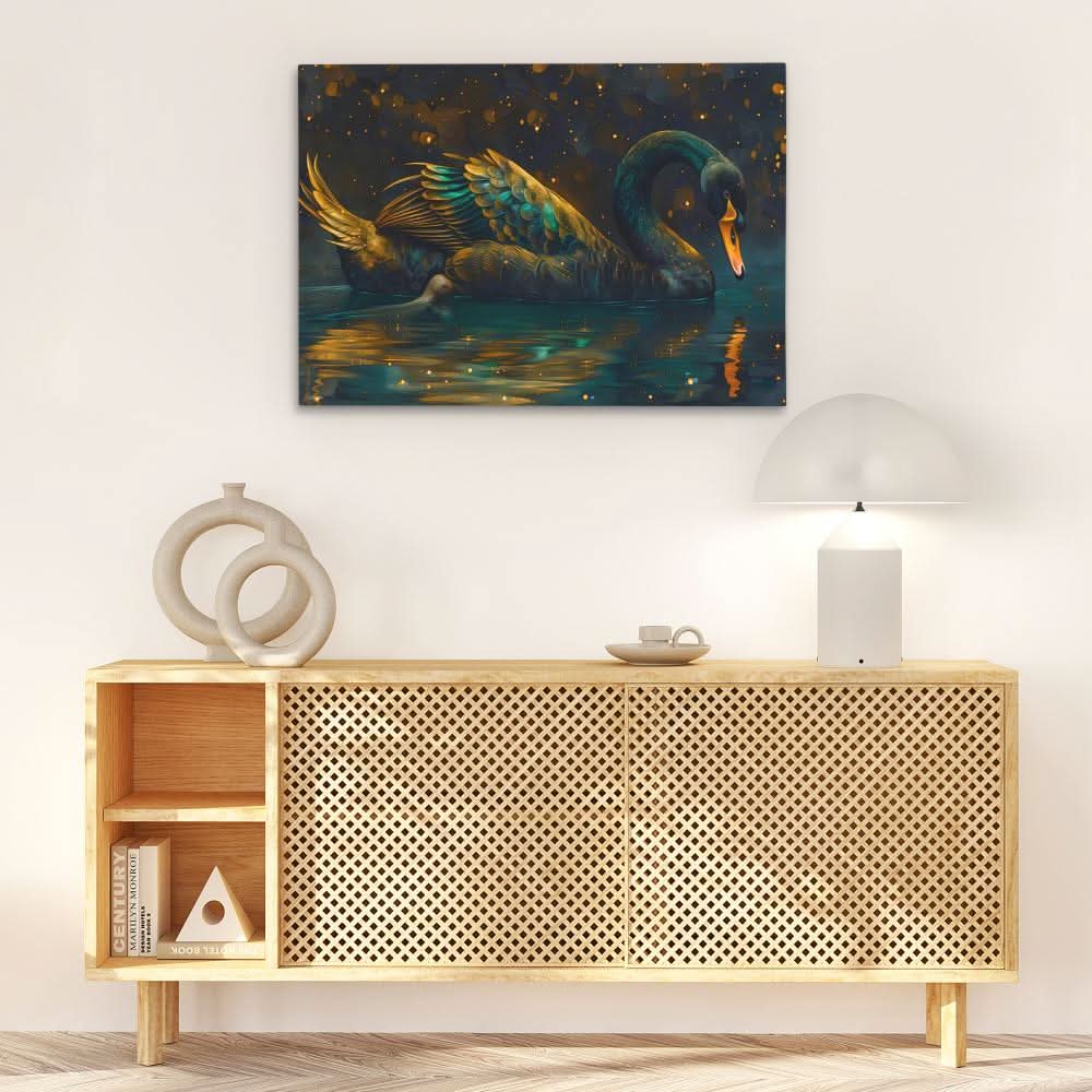 Black Swan - Gold Wall Art for Hallway