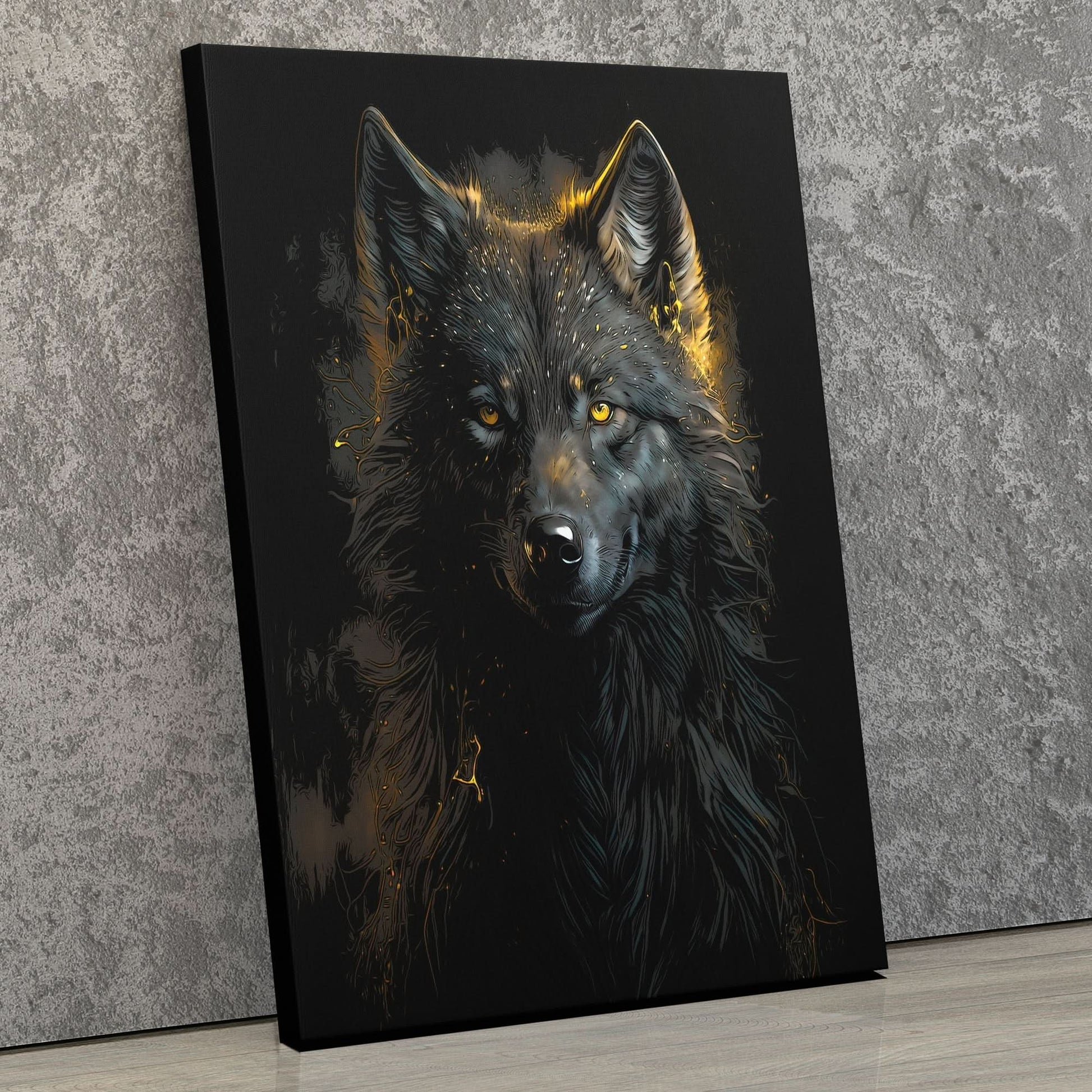 Black Wolf painting - Large Canvas Print