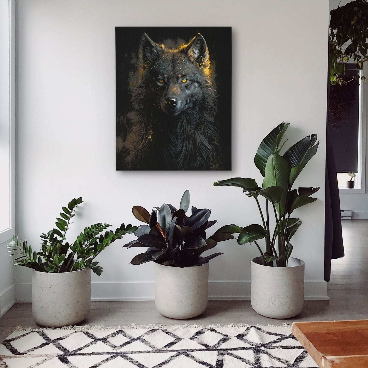 Black Wolf painting - Wall Art in Black Frame