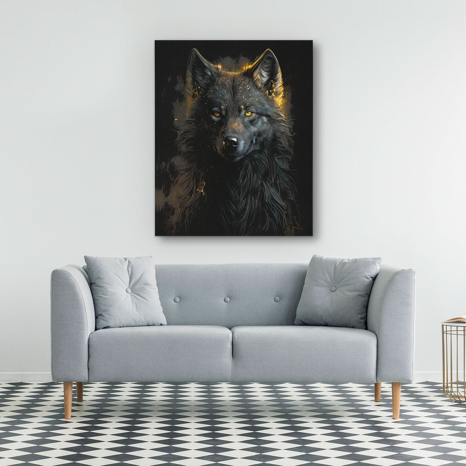Black Wolf painting - Black Wall Art