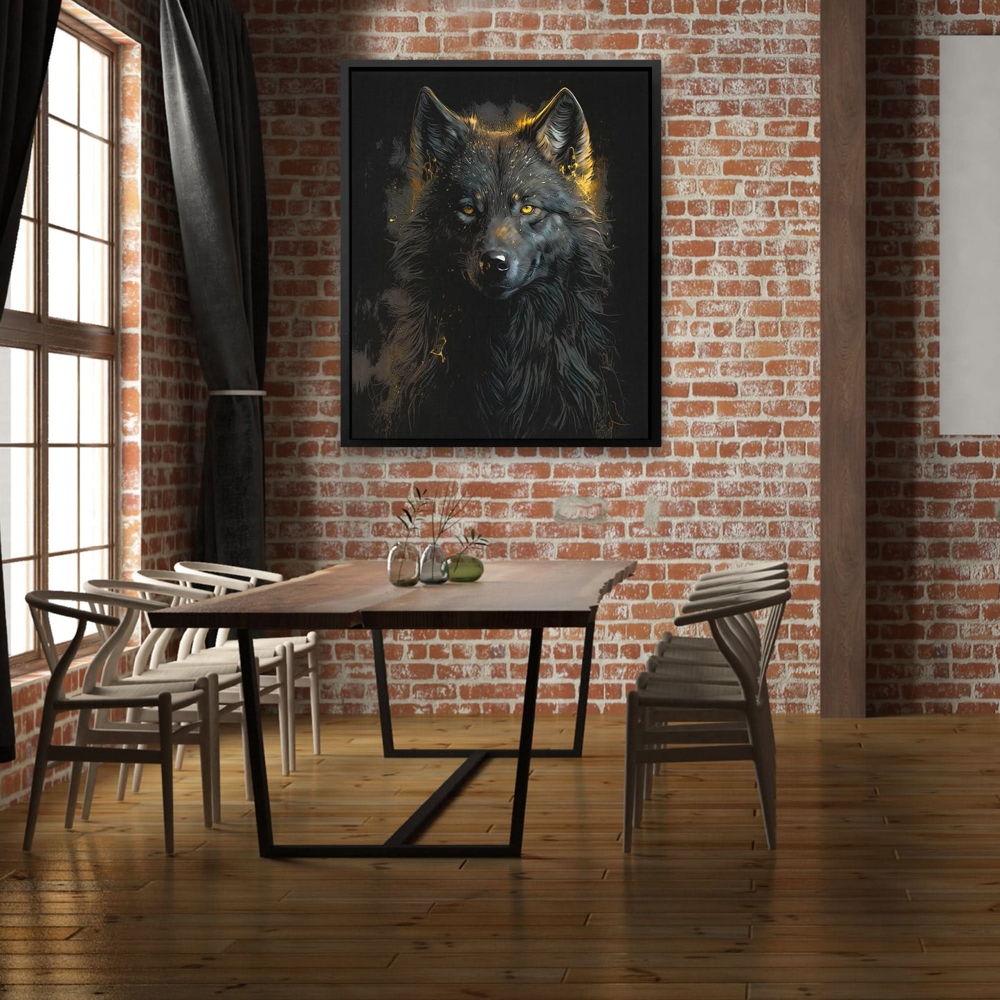 Black Wolf painting - Black Predator Canvas Print