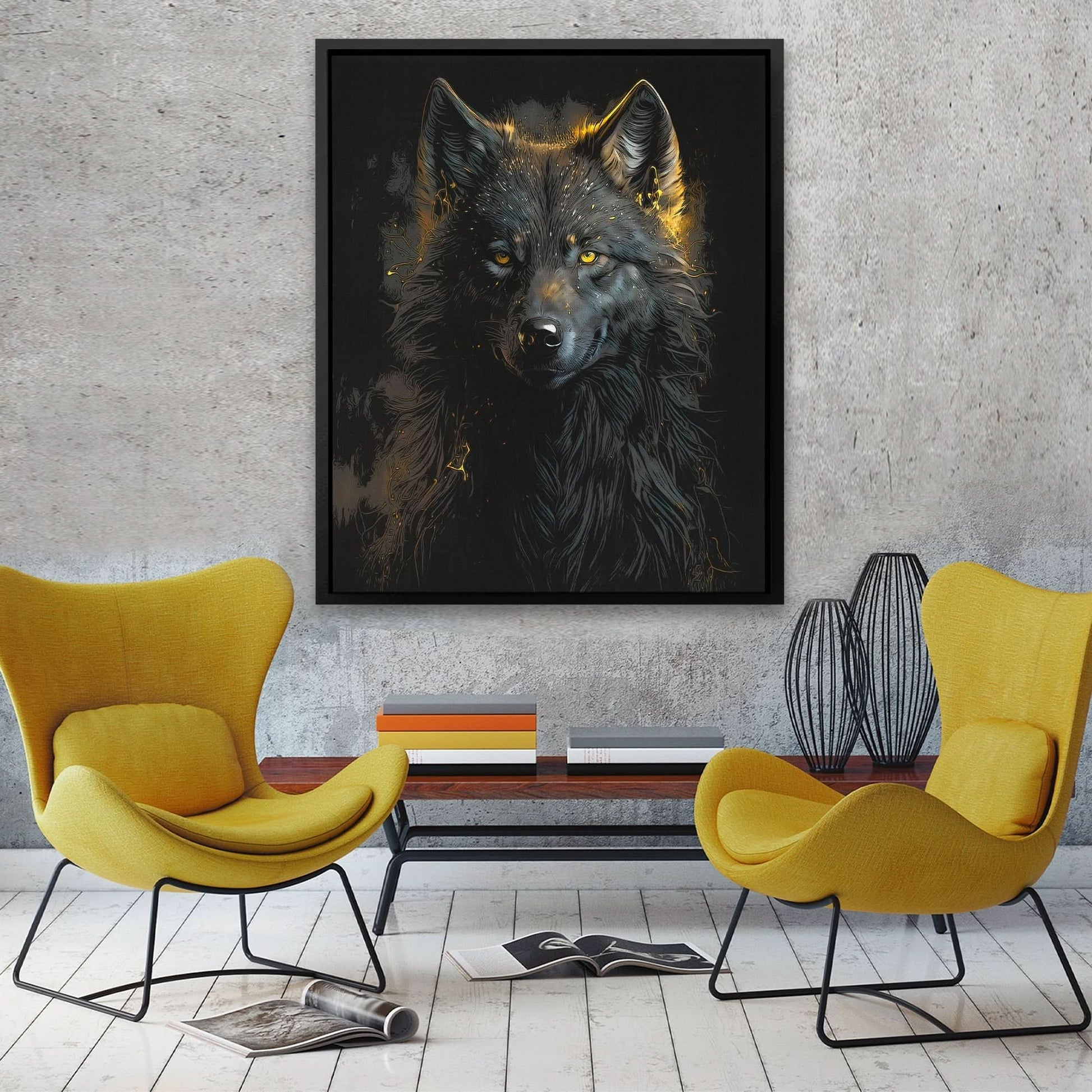 Black Wolf painting - Animals Canvas Wall Art