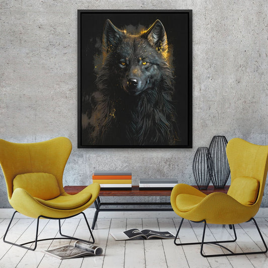 Black Wolf painting - Animals Canvas Wall Art