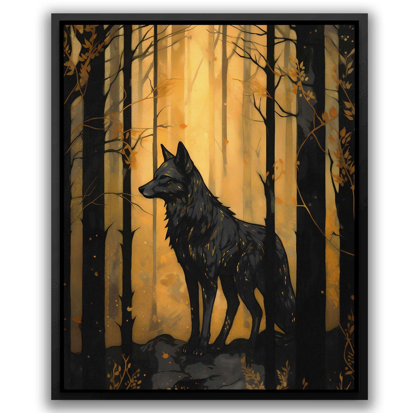 Black Wolf's Den - Black Wolf Canvas Print