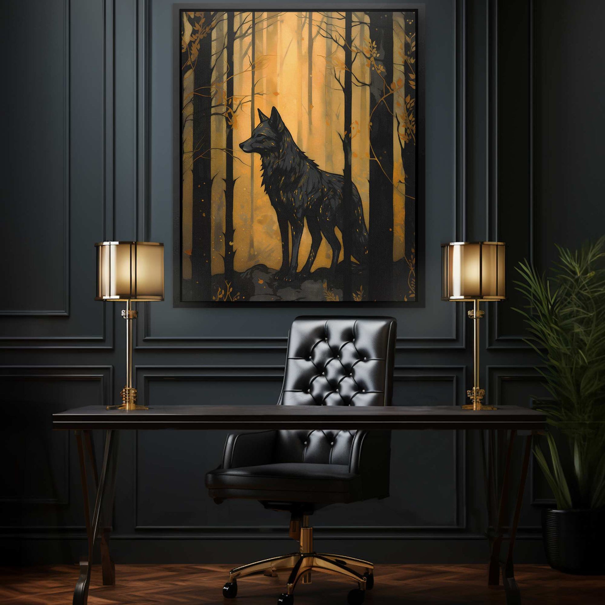 Black Wolf's Den - Oversized Animals Canvas Wall Art