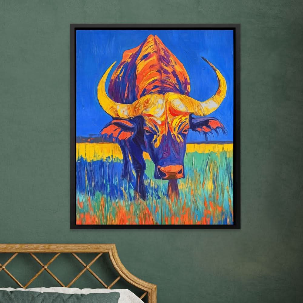 Blaze of the Prairie - Blue Wall Art for Living Room