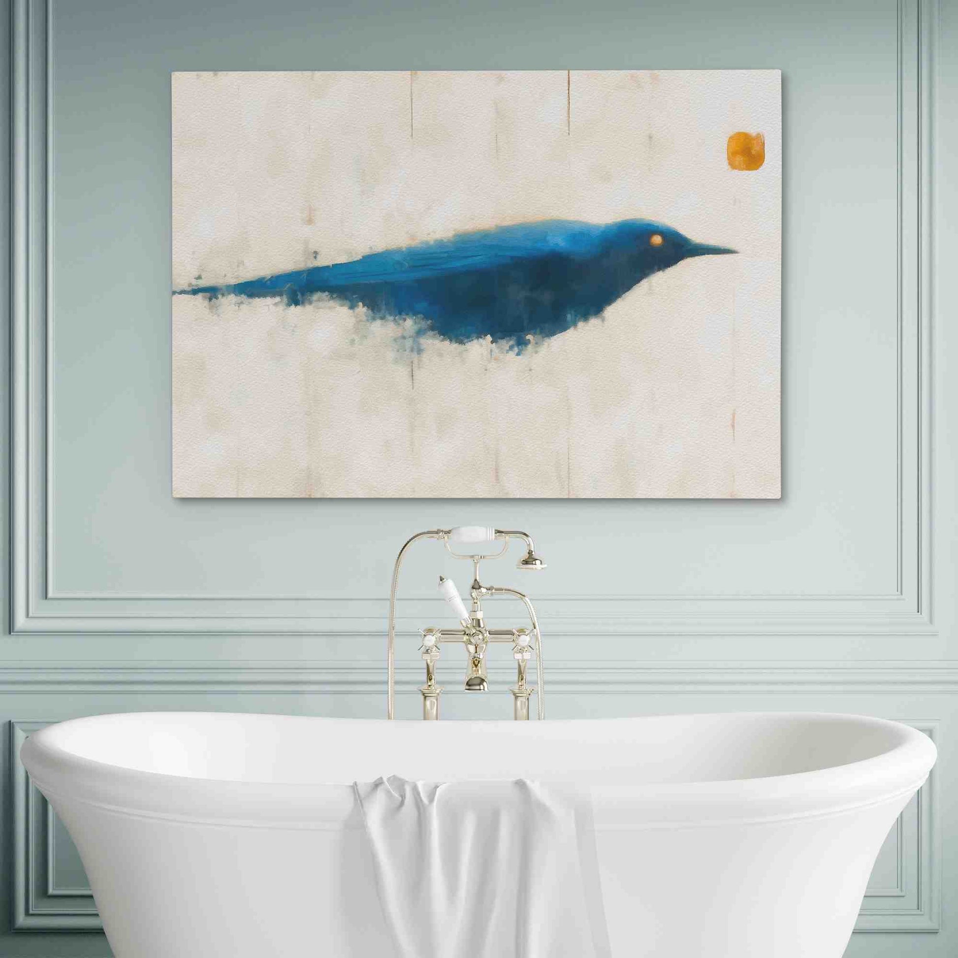 Blazing Blue - Minimalist Wall Art in Black Frame