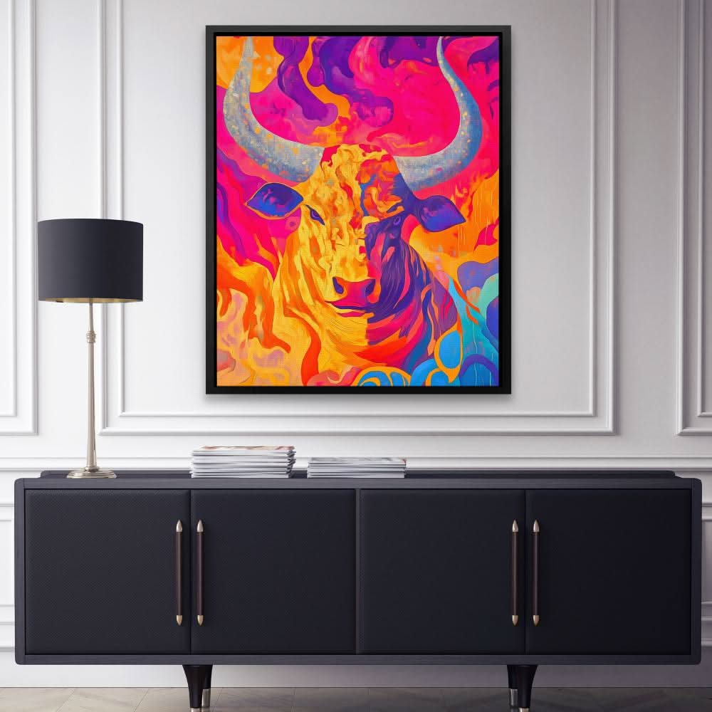 Blazing Bull Fury - Large Canvas Print