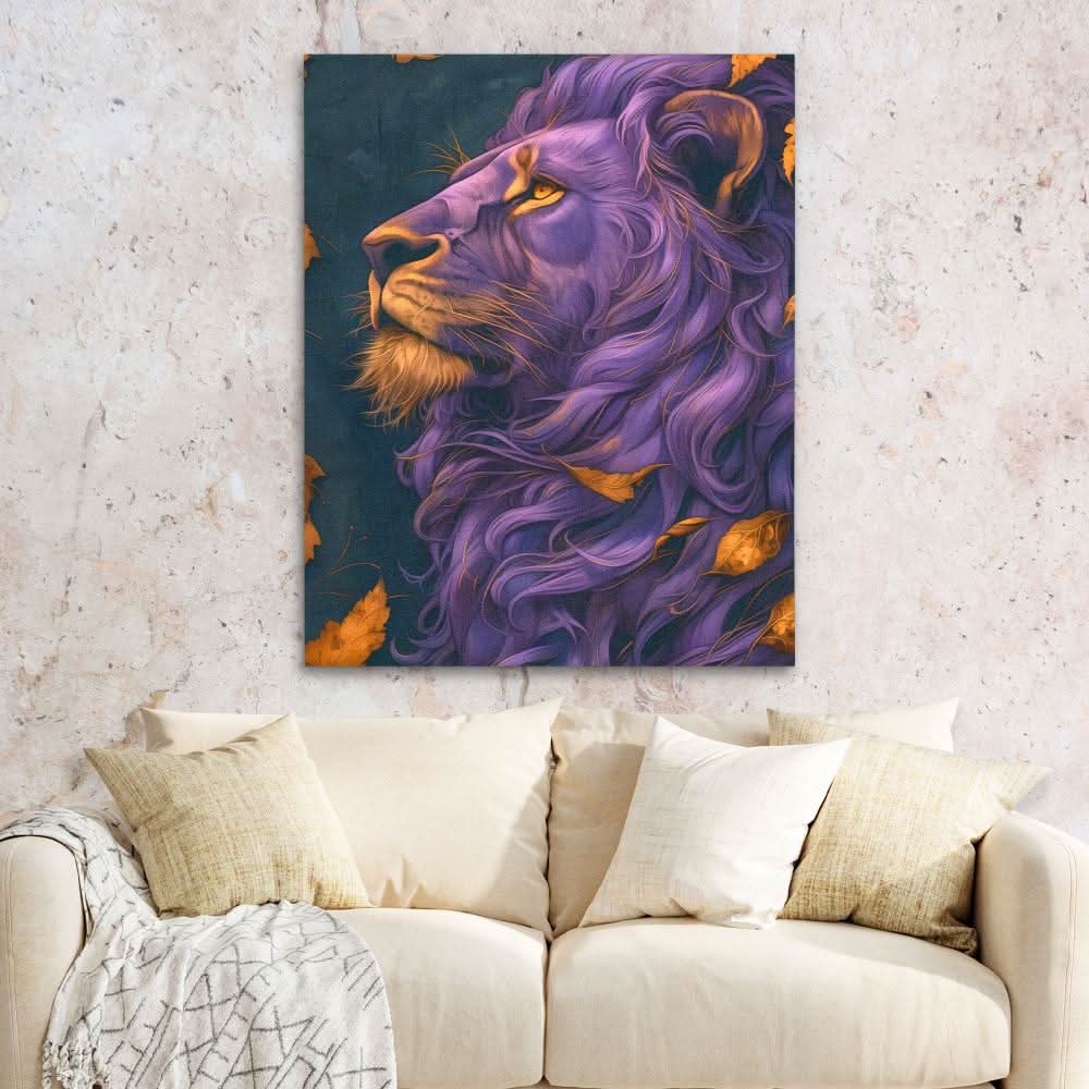 Blessed Bliss Lion - Lion Wall Art in Black Frame