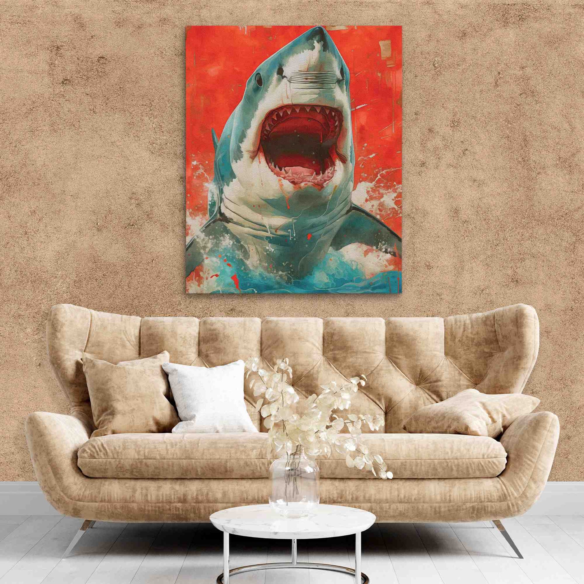Bloody Senses - Jaws Wall Art in Black Frame