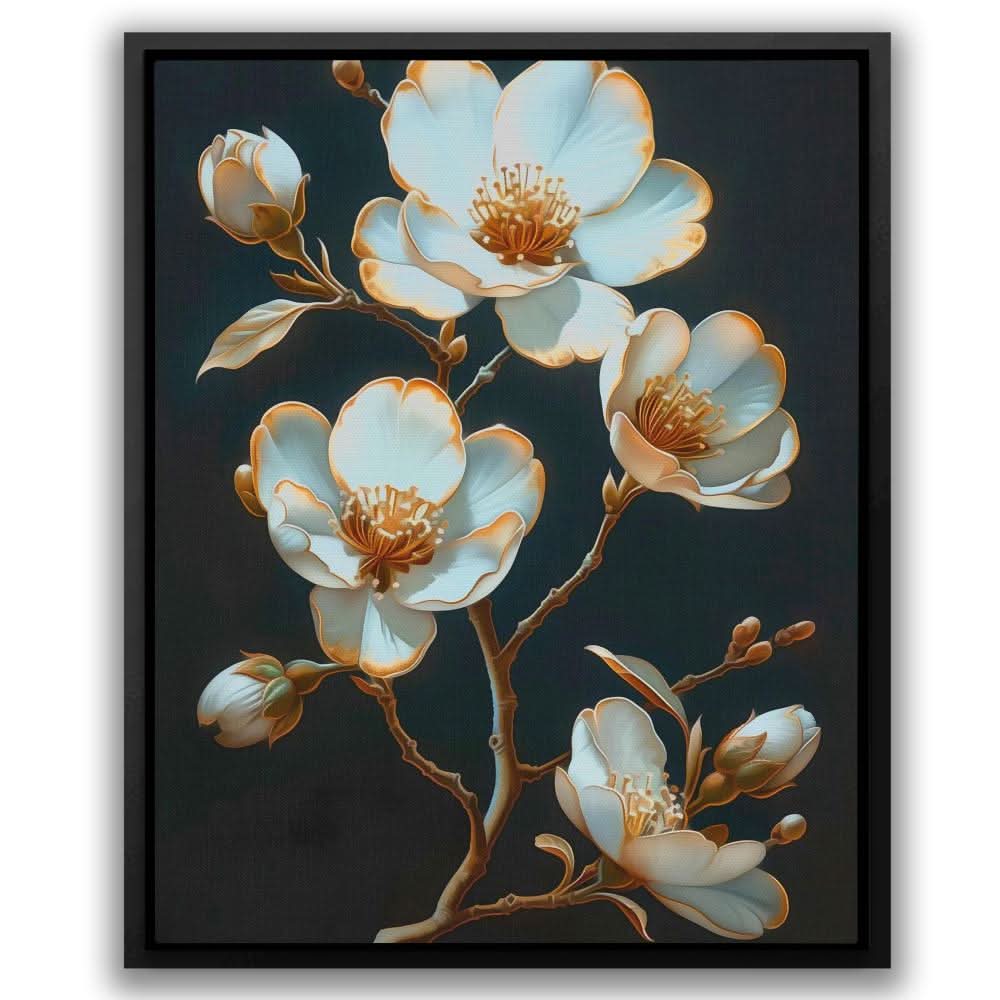 Blooming Nature - Black Floral Canvas Print