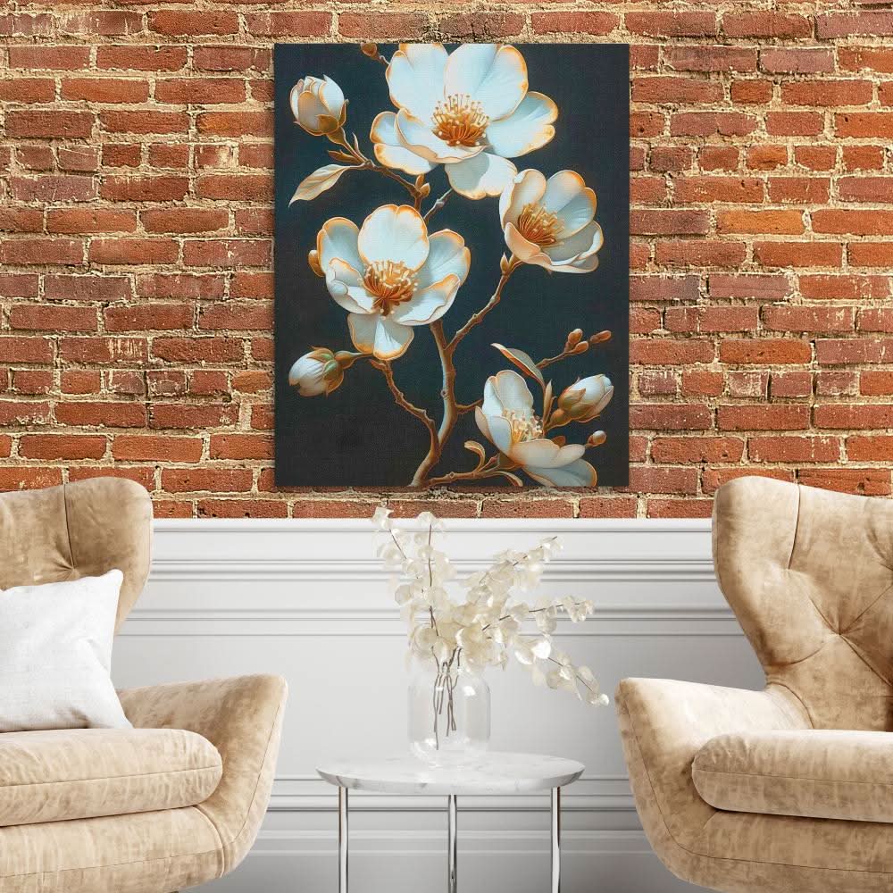 Blooming Nature - Black Canvas Wall Art