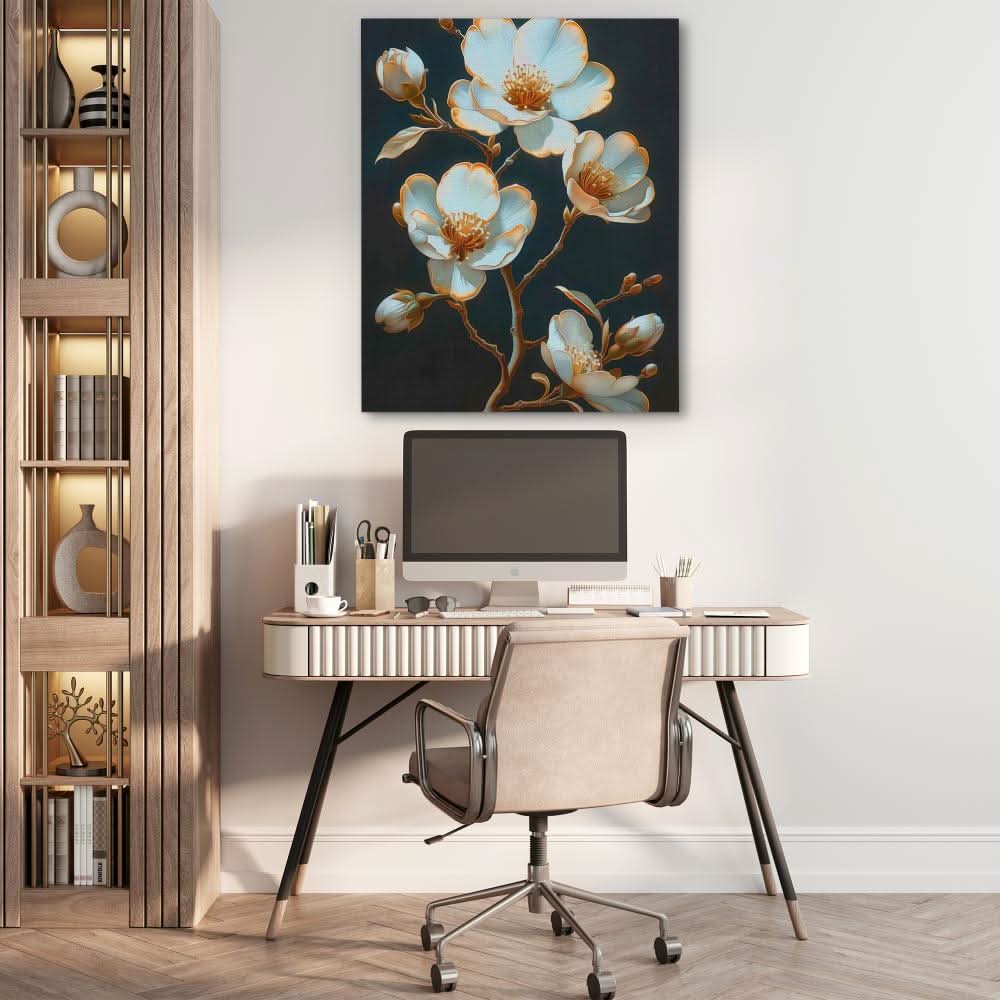 Blooming Nature - Black Wall Art for Hallway