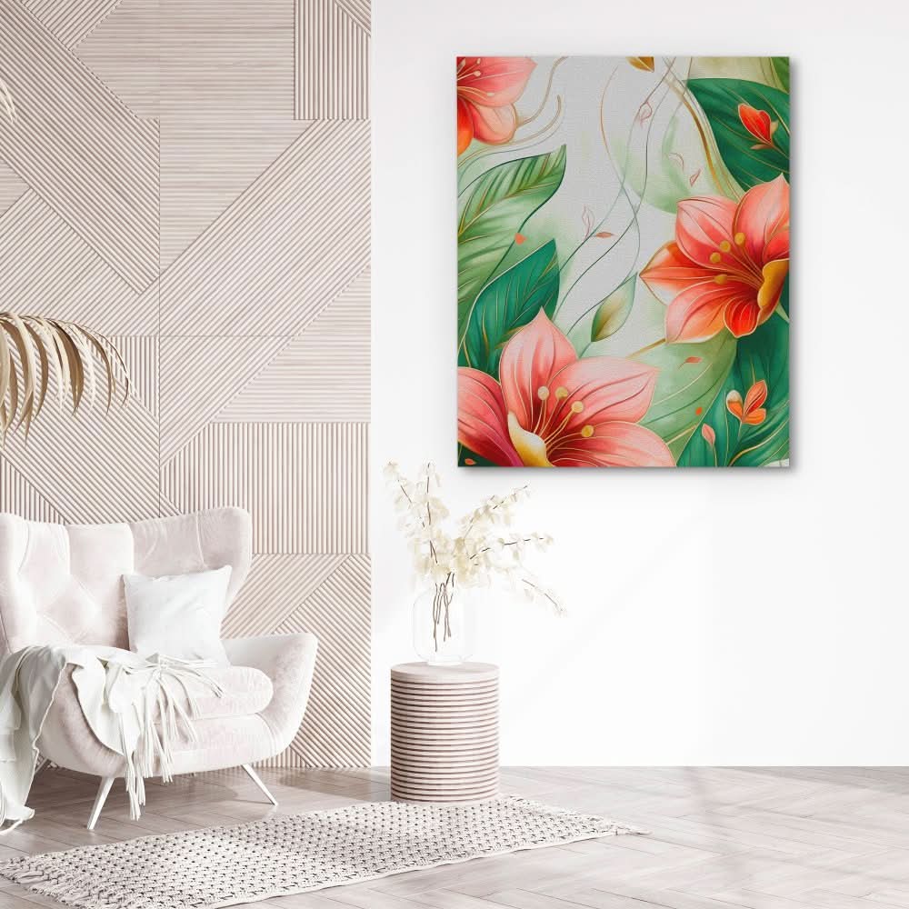 Blooming Pink Flowers - Large Canvas Print