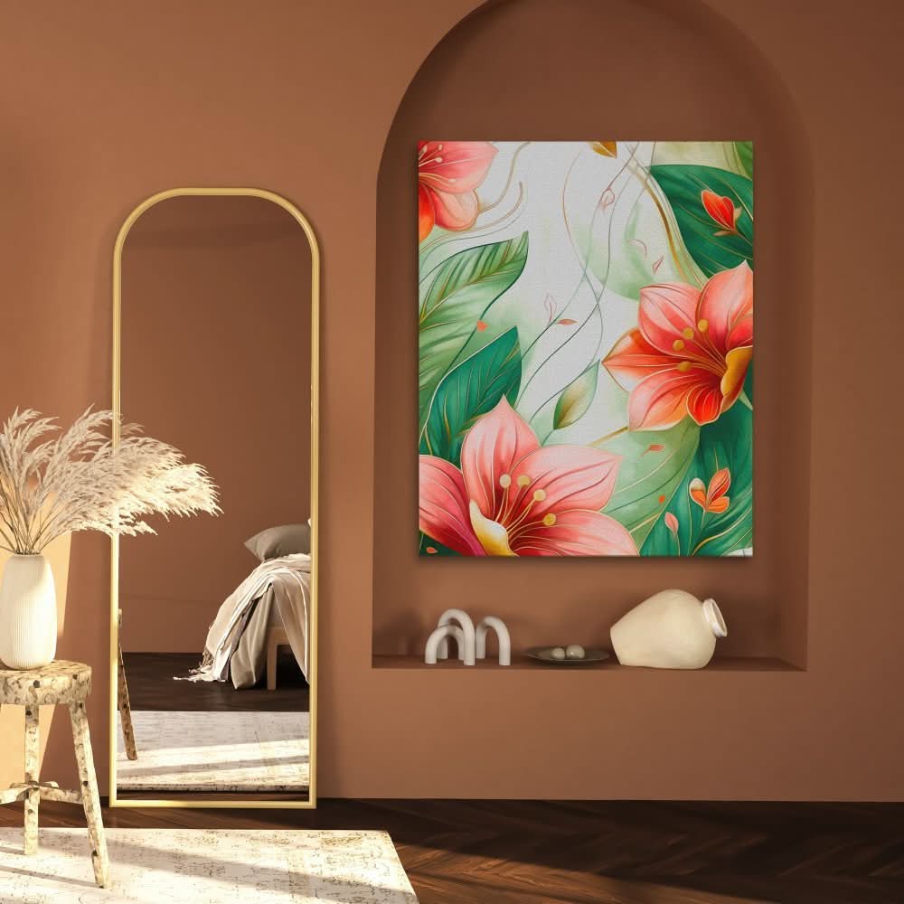 Blooming Pink Flowers - Wall Art in Black Frame