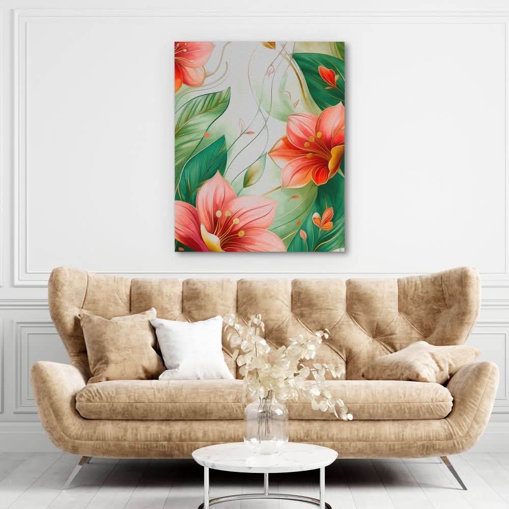 Blooming Pink Flowers - Floral Art for Bathroom