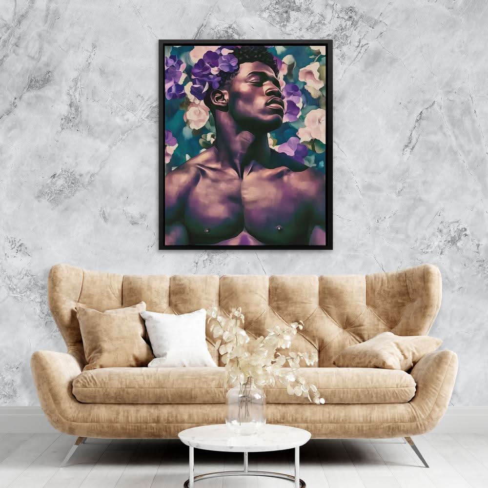 Blooming Strength - Floral Wall Art in Black Frame