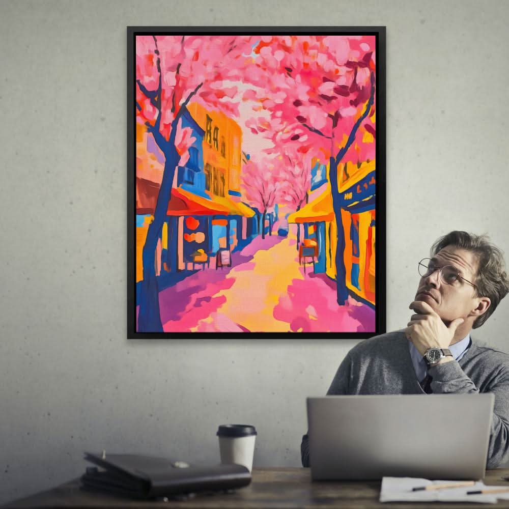 Blossom Boulevard - Colorful Cityscapes Canvas Print