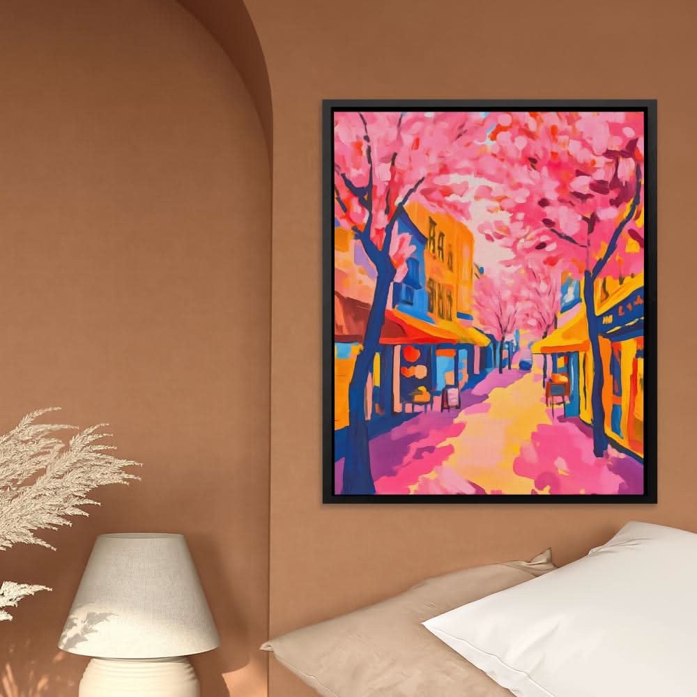 Blossom Boulevard - Wall Art in Black Frame