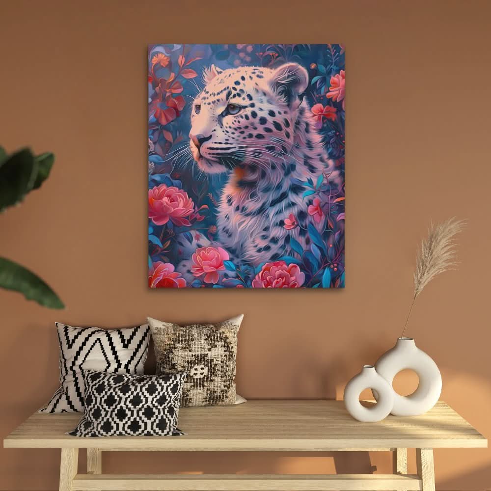 Blossoming Beast - Maximalist Wall Art in Black Frame