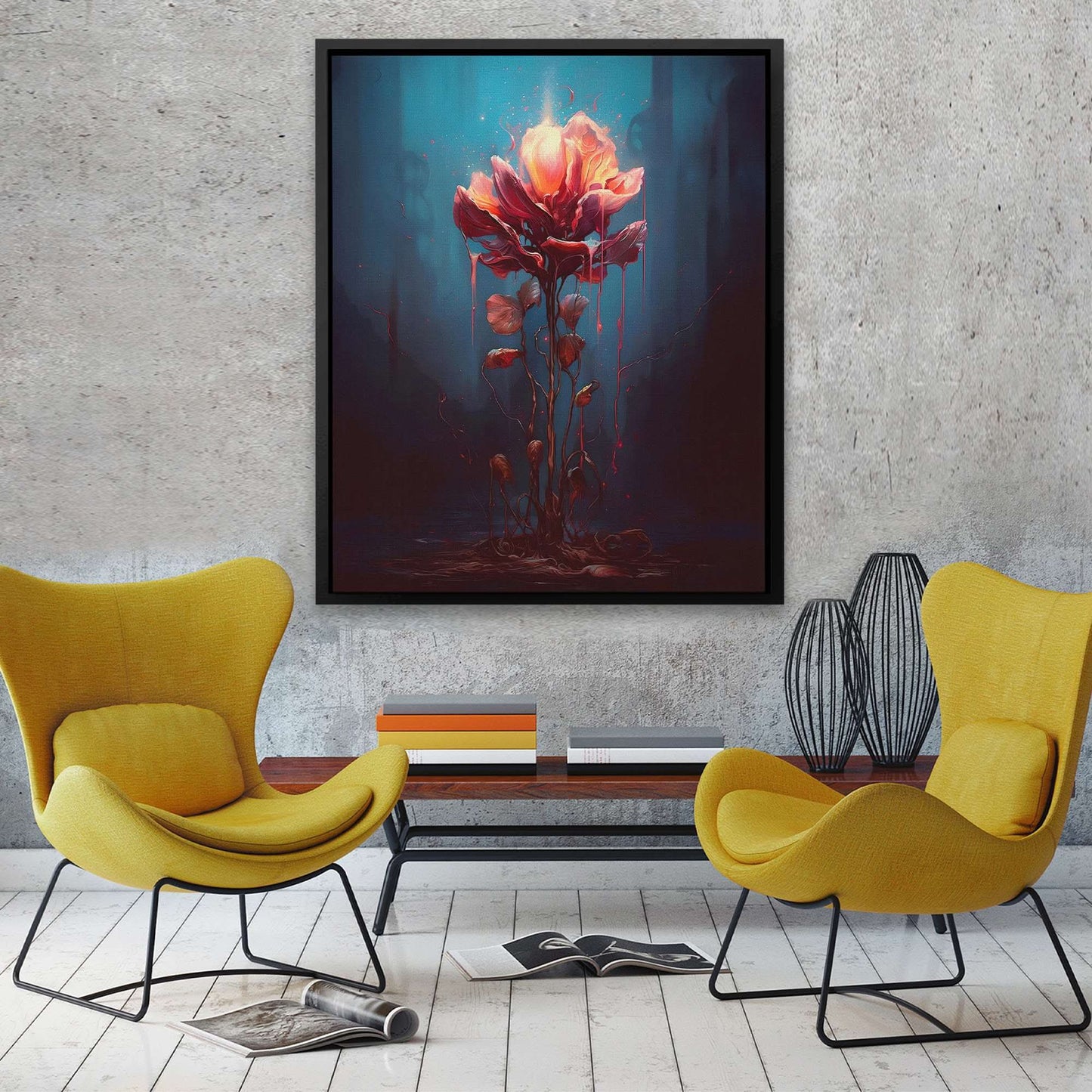 Blossoming Petals - Flowers Wall Art in Black Frame