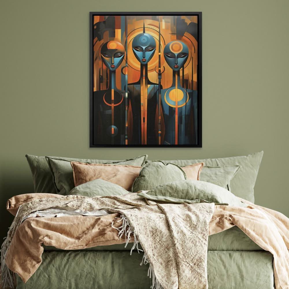 Blue Aliens - Abstract Blue Canvas Wall Art