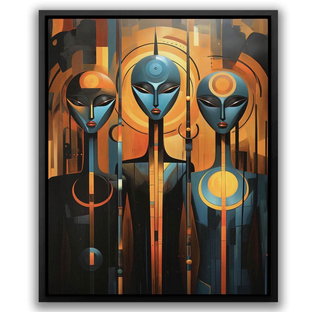 Blue Aliens - Large Abstract Canvas Print