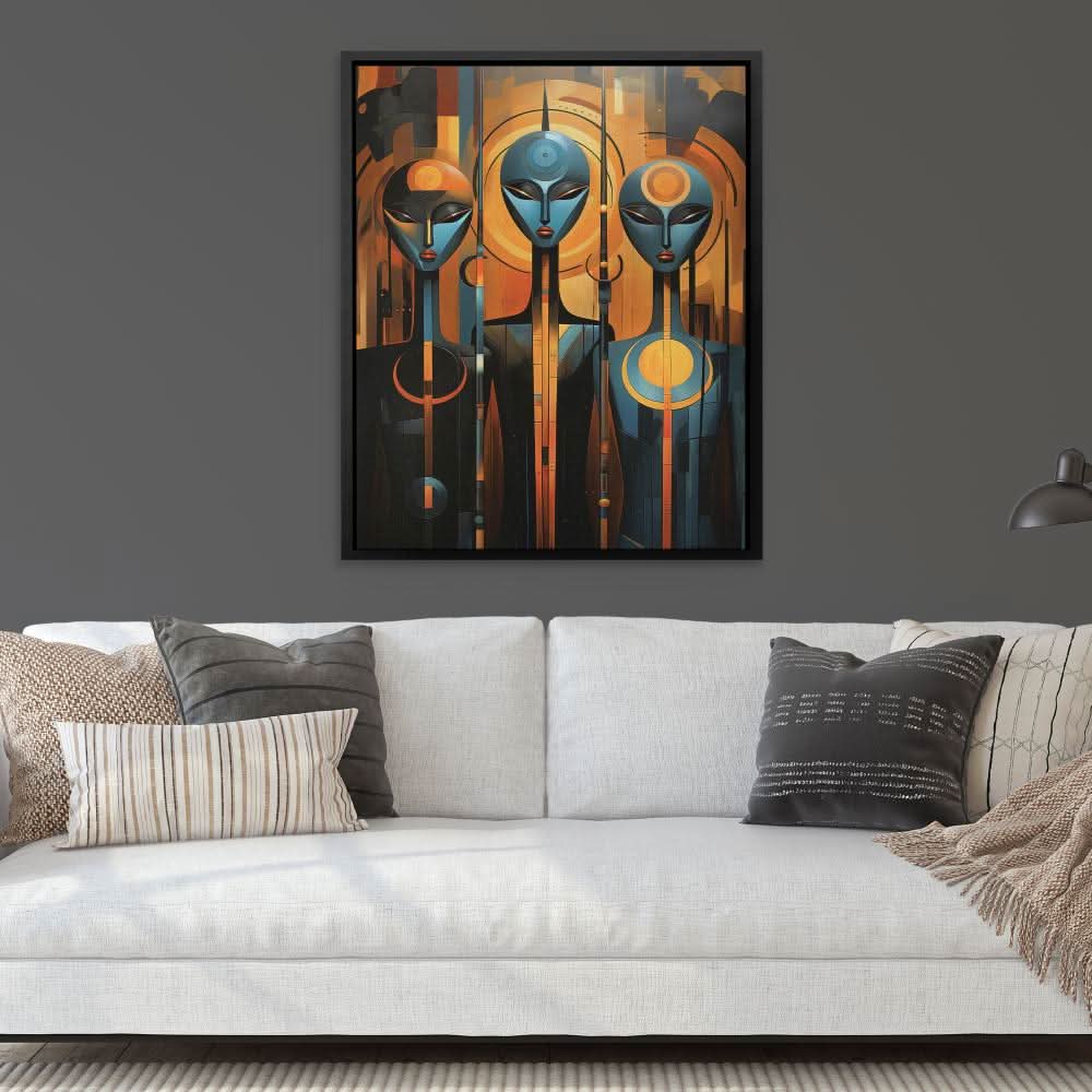 Blue Aliens - Blue Wall Art