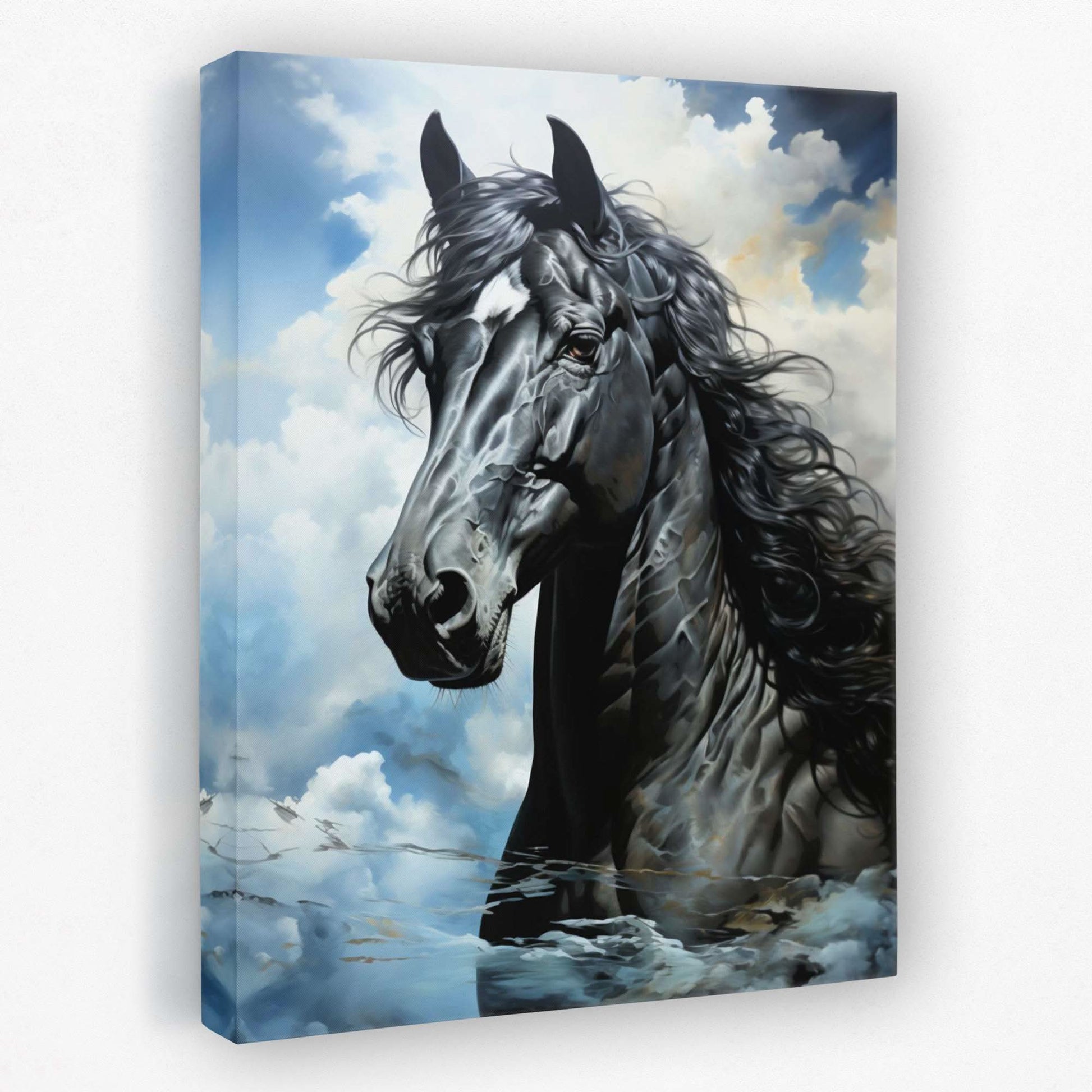 Blue Arabian Horse - Animals Canvas Wall Art