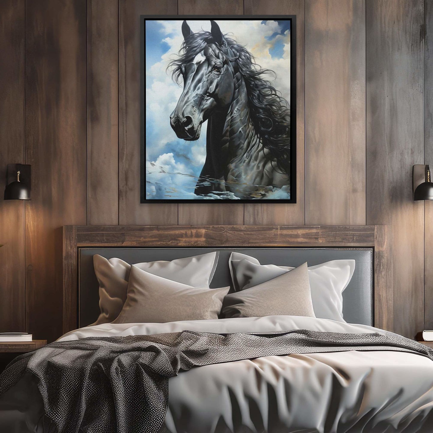 Blue Arabian Horse - Large Canvas Print