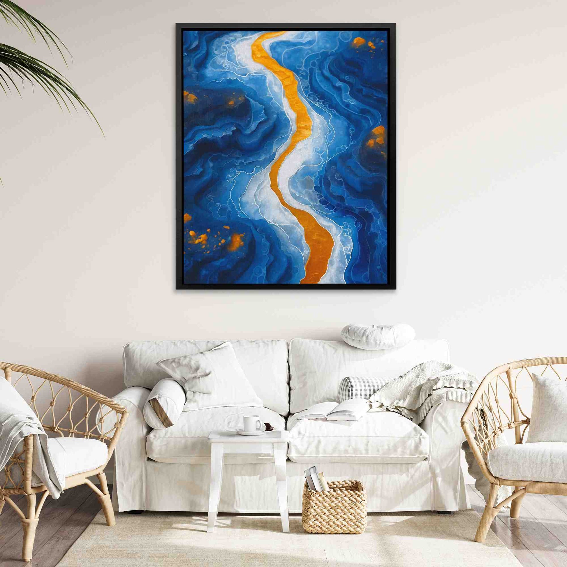 Blue Canyon - Navy Blue Art for Bathroom