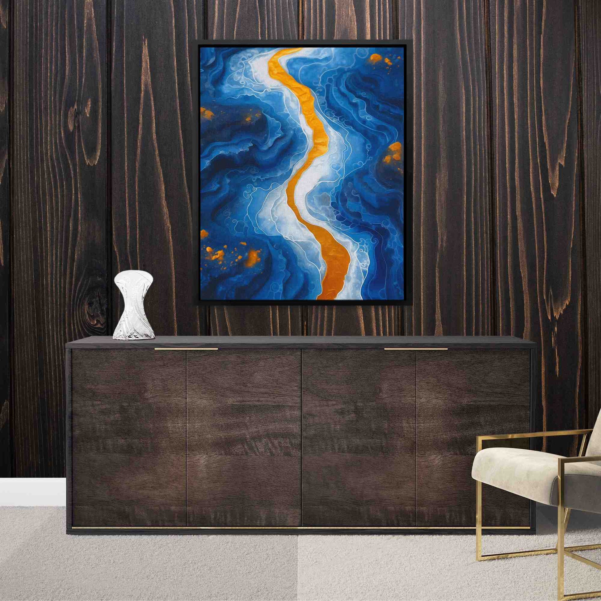 Blue Canyon - Abstract Blue Canvas Wall Art